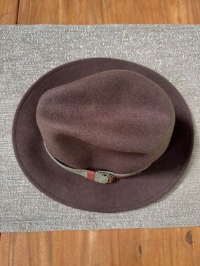 Men's Brown Felt Fedora Hat with Braided Band